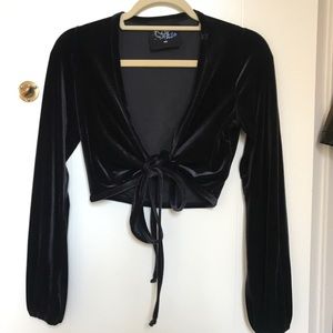 Blue life velvet wrap top